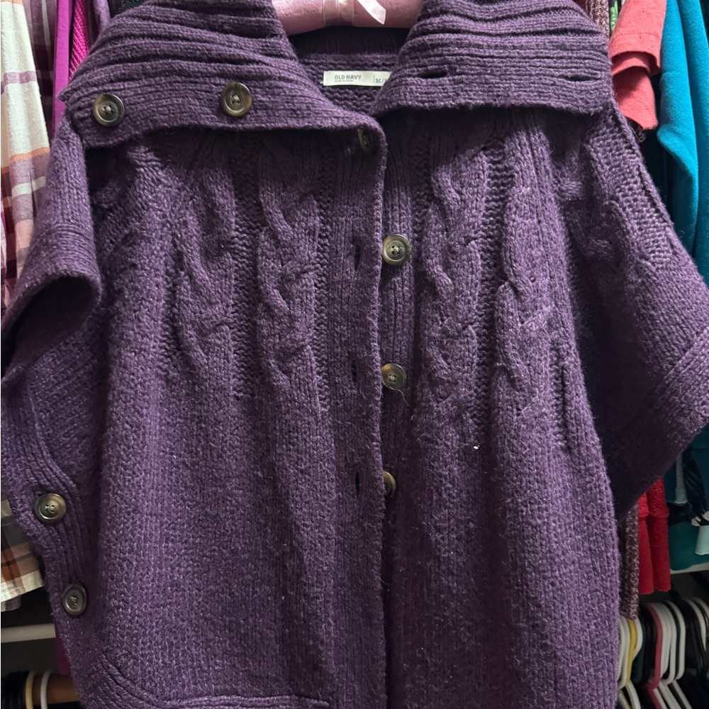 Old Navy Purple Cable Knit Poncho